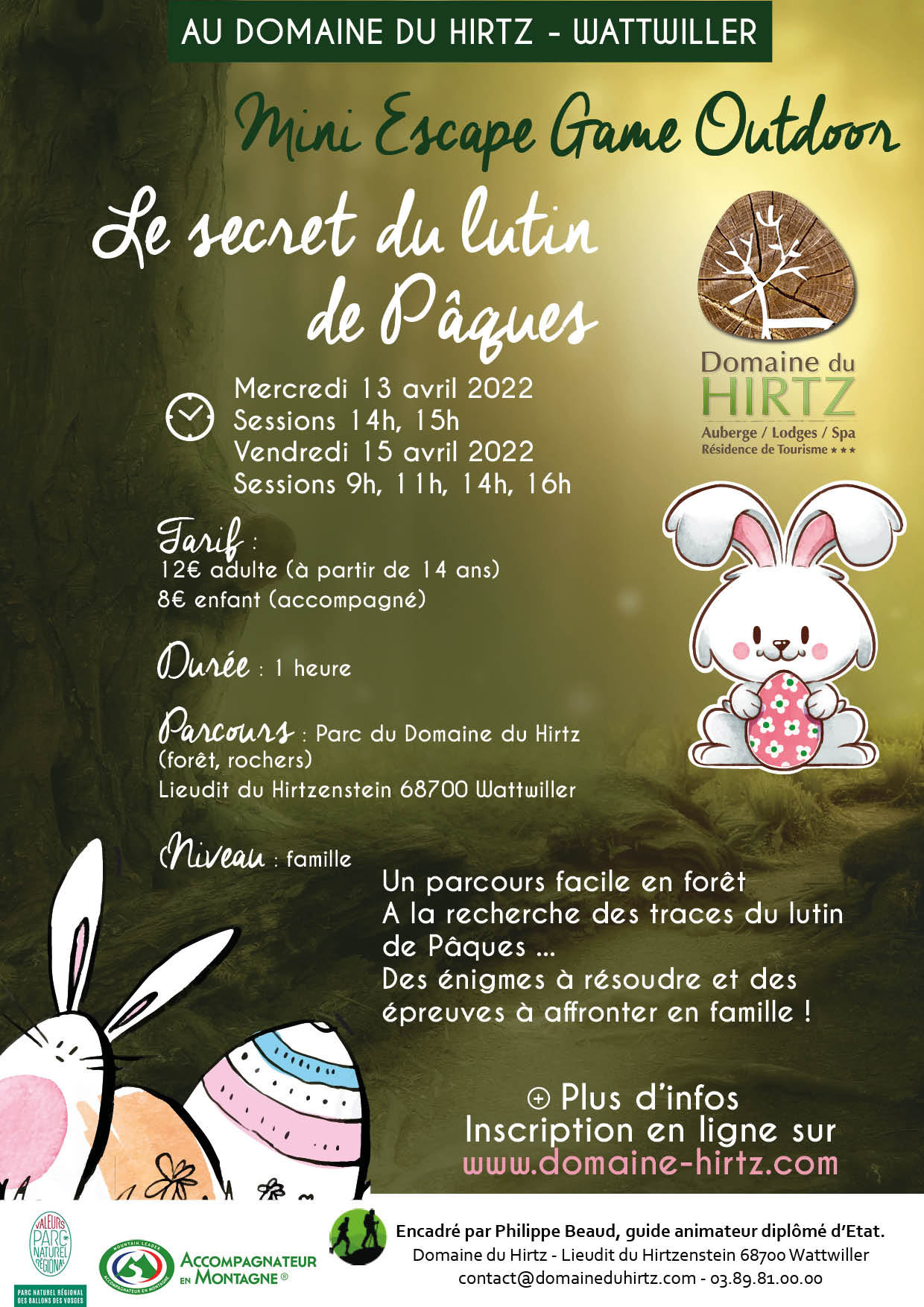 VENDREDI 15 AVRIL 2022 – HIRTZ'Pâques, chasse aux oeufs et animations –  Domaine du Hirtz – Résidence de Tourisme/Restaurant/Spa en Alsace